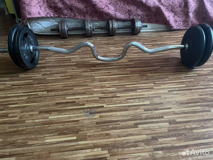 W-образный гриф с блинами