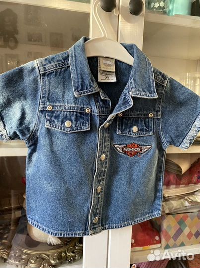 Джинсовая рубашка детская harley davison 12 мес