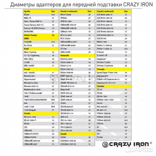Адаптер для переднего подката PRO crazy iron D18
