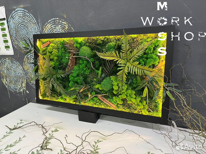 Фитостена, картина из мха, панель из мха