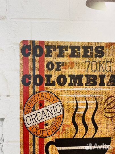 Декор на стену табличка Coffees of Colombia