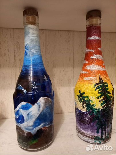 Бутылка с росписью ручной работы