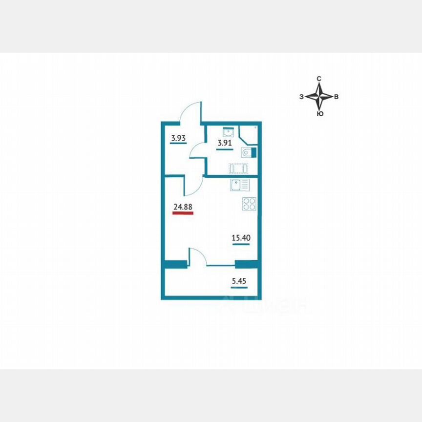 Квартира-студия, 25 м², 10/22 эт.
