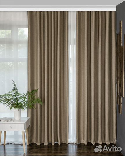 Шторы рогожка Орфей Бежевый