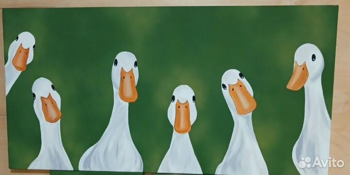 Большая картина Семейство гусей