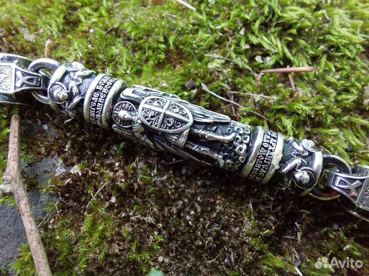 Серебряная цепь с архангелом Михаилом 170 грамм