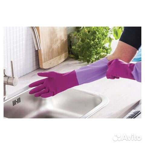 Перчатки резиновые, х/б напыление, рифленые пальцы