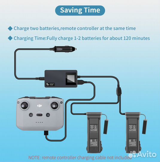 Автомобильное зарядное с дисплеем для DJI Mavic 3
