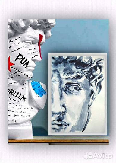 Картина Давид Микеланджело акварель в раме