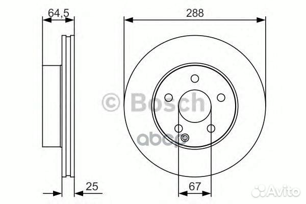 Диск торм. пер.вент.288x25 5 отв 0986479S83