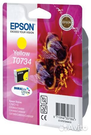 Новый картридж Epson T0734 (Желтый, yellow)
