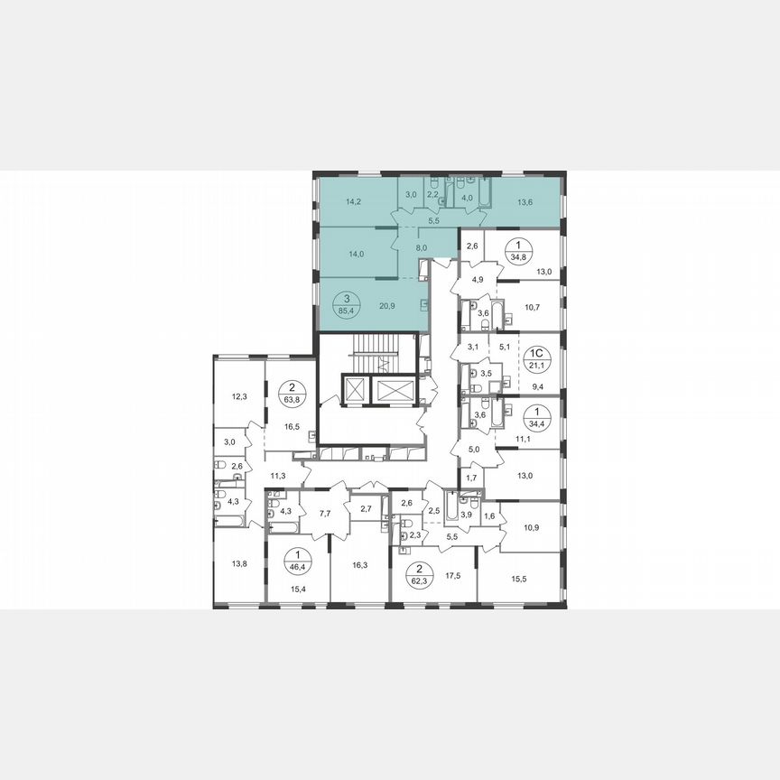 3-к. квартира, 85,4 м², 19/19 эт.