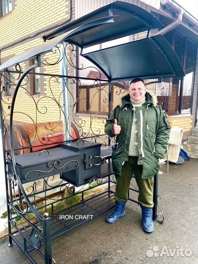 Мангал с печкой под казан