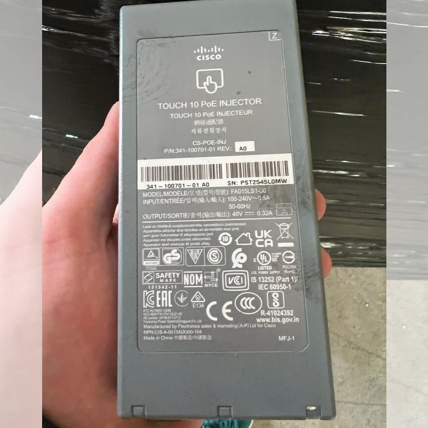 [FA015LS1-00] Cisco 341-100701-01 Touch 10 Poe Injector Fa015ls1-00