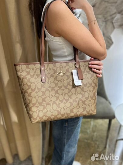 Сумка Coach Signature City zip Tote Khaki