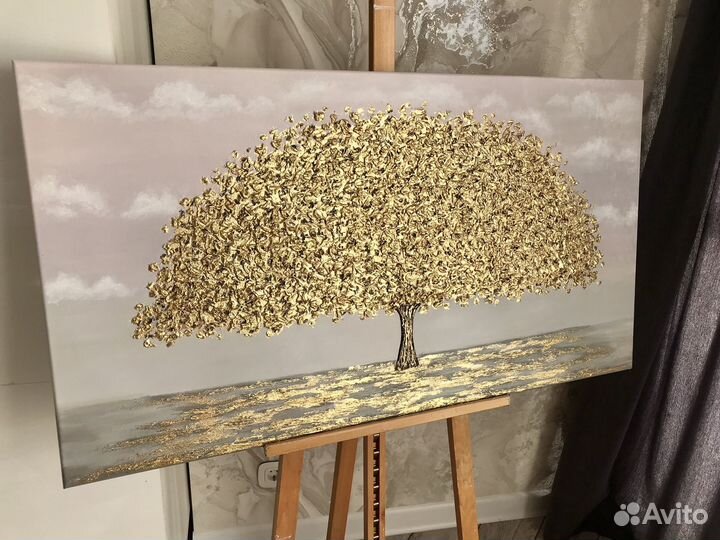 Большая картина маслом Золотое дерево благополучия