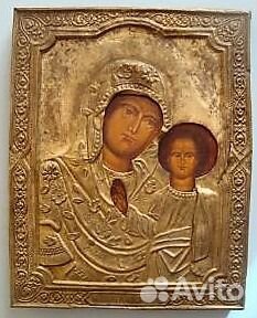 Казанская божья матерь С младенцем. 19 век17х21 см