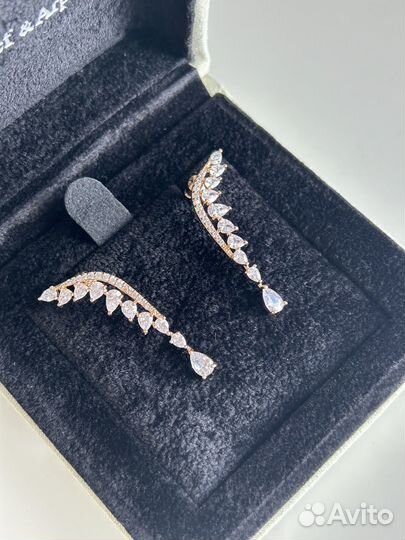 Серьги с цирконом премиум