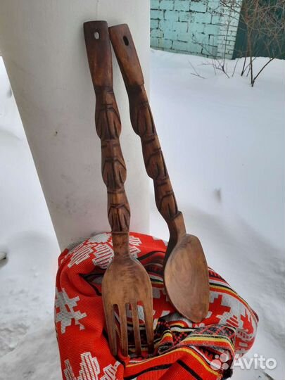 Вилка и ложка из дерева/декор/66 см