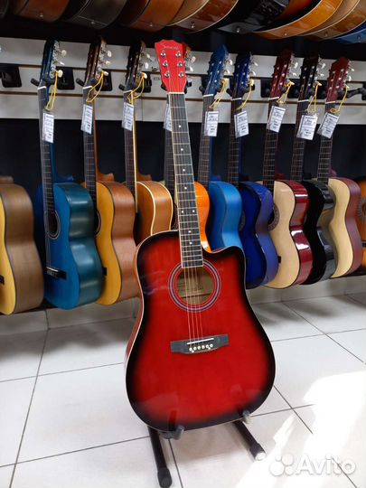 Акустическая гитара Красная 41' Shinobi Новая
