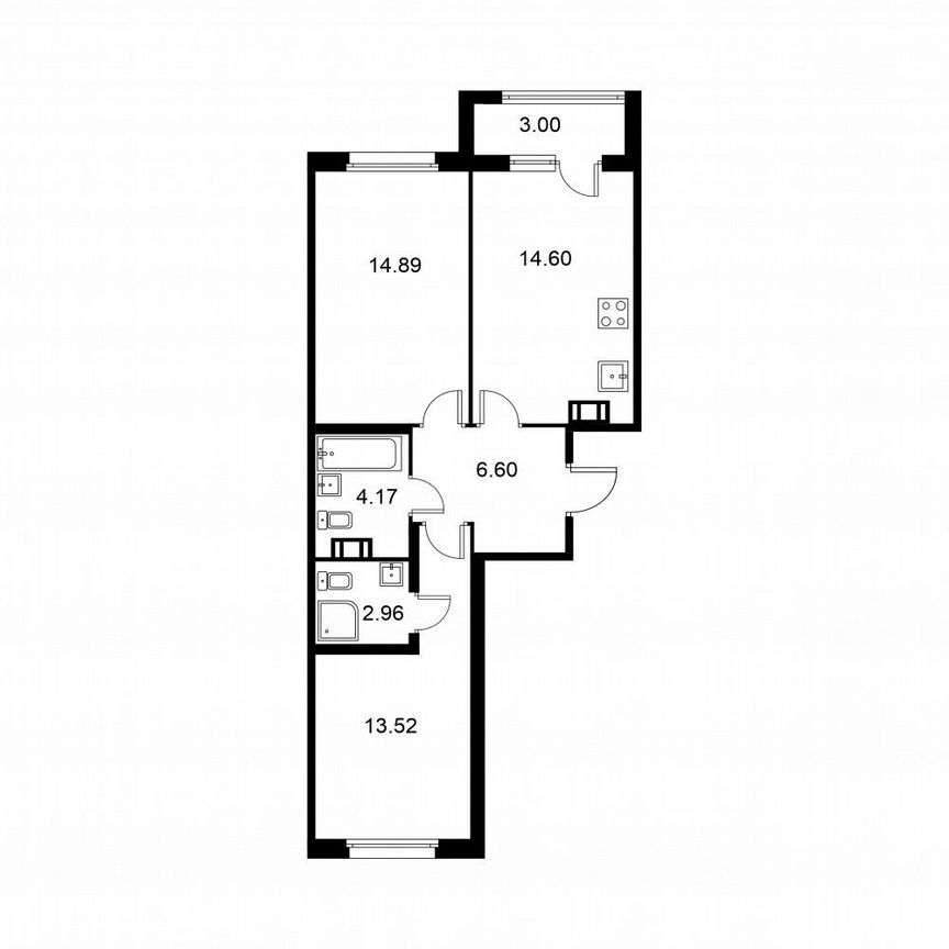 2-к. квартира, 58,2 м², 7/9 эт.