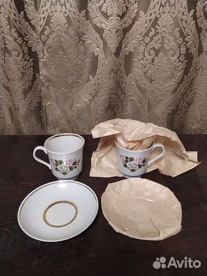 Чайная пара с блюдцем. Большая