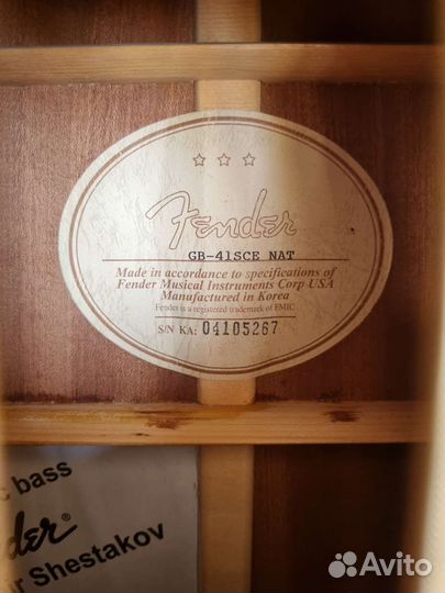 Акустическая бас гитара Fender GB-41SCE NAT