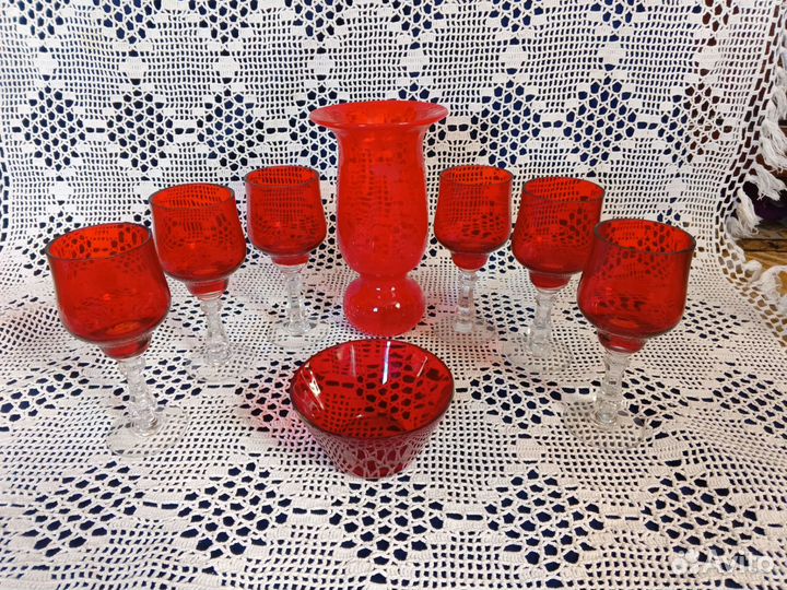 Бокалы ваза конфетница цветное стекло СССР