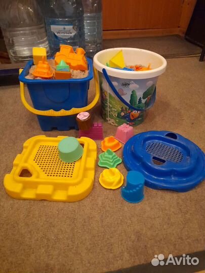 Кинетический песок в вёдрах+формочки