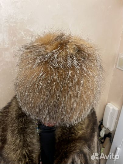 Шапка зимняя меховая (лиса)женская - вязанная