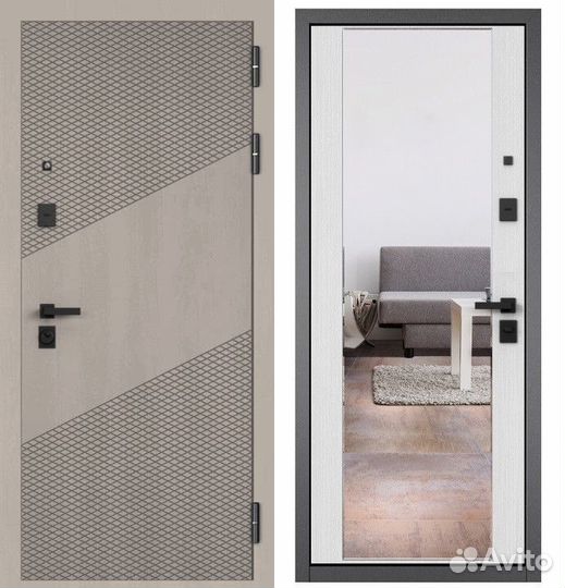 Дверь входная металлическая с зеркалом