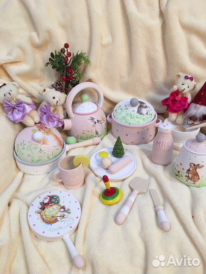 Детская деревянная посудка для игры