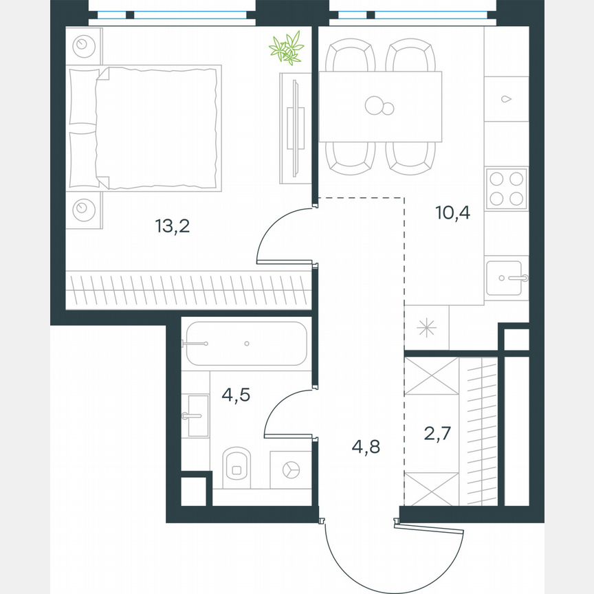 1-к. квартира, 35,6 м², 33/37 эт.