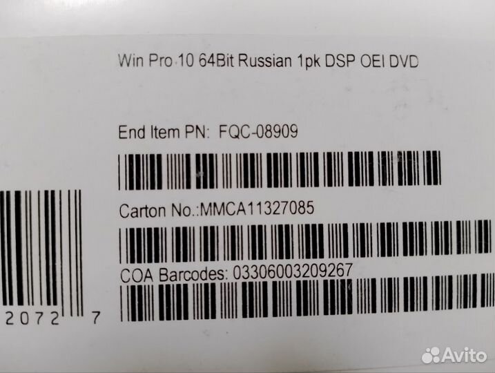 Диск CD Windows 10 pro (с ключом лицензии)