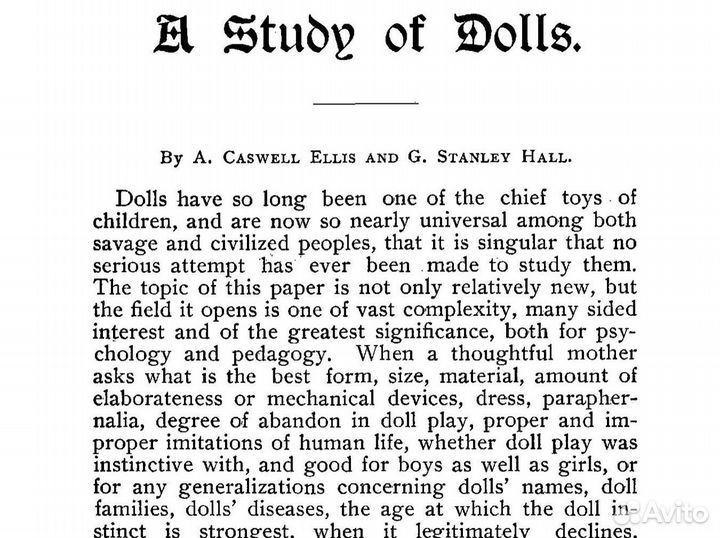 A Study Of Dolls by G. S. Hall, 1897