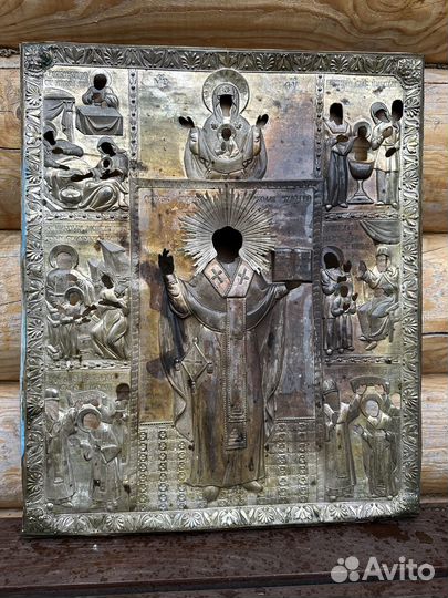 Оклад на икону Св. Николая Чудотворца с клеймами