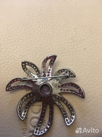 Брошь, серебро, рубины