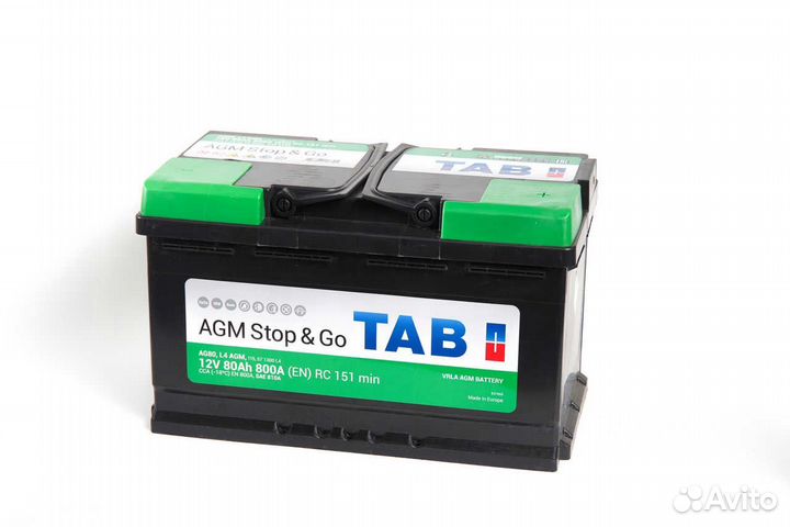 Аккумулятор Tab AGM Stop&Go 80ah