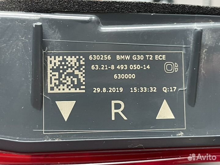 Фонарь задний RH внутренний BMW 5 G30 2017-2020