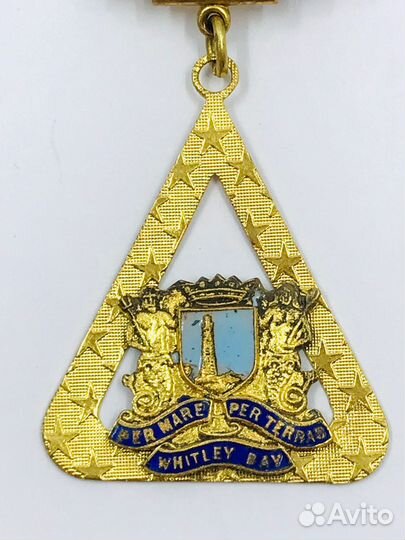 Знак Масонский Per Mare Per Terras Латунь Эмаль