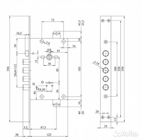 Замок дверной врезной Rezident
