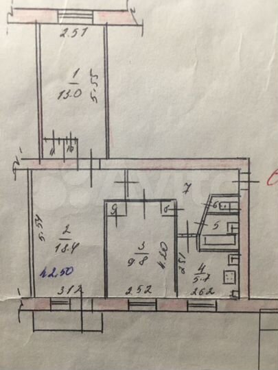 3-к. квартира, 68,4 м², 5/5 эт.