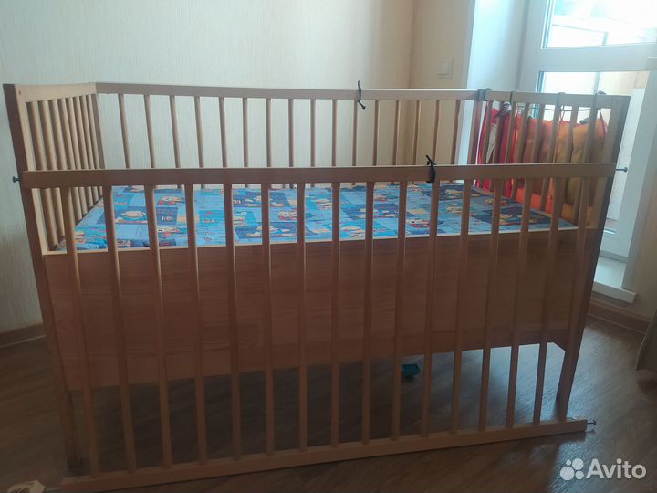 Продам кроватку детскую IKEA береза 120х60см