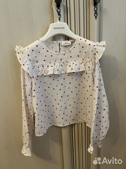 Блузка с сердечками на 128 см