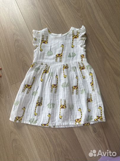 Платье муслиновое 86-92, ручная работа