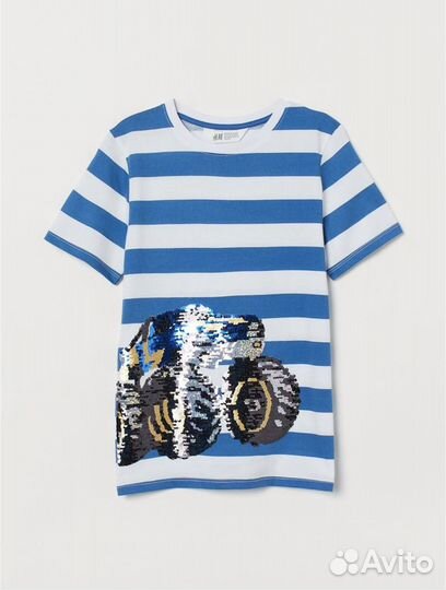 Футболка с 3Д рисунком паетки H&M122 128