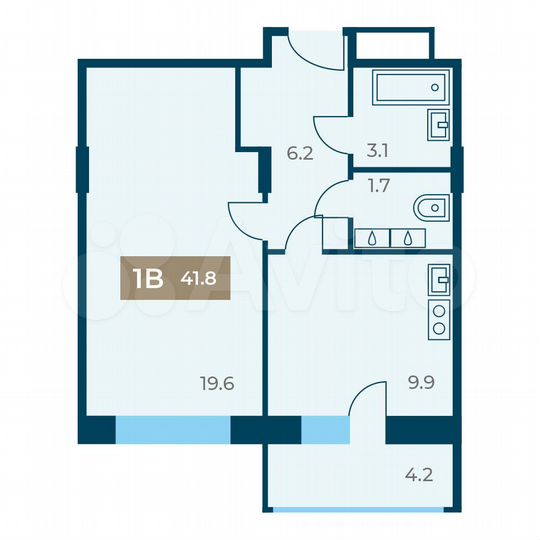 1-к. квартира, 41,8 м², 7/12 эт.