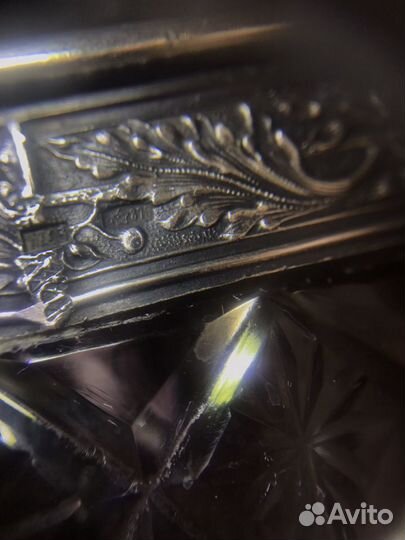 Хрустальная ваза, инкрустирована серебром 875 проб