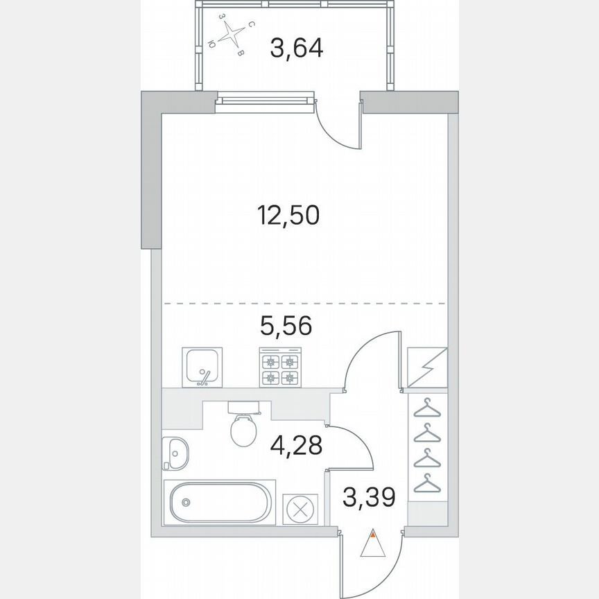 Квартира-студия, 26,8 м², 4/5 эт.