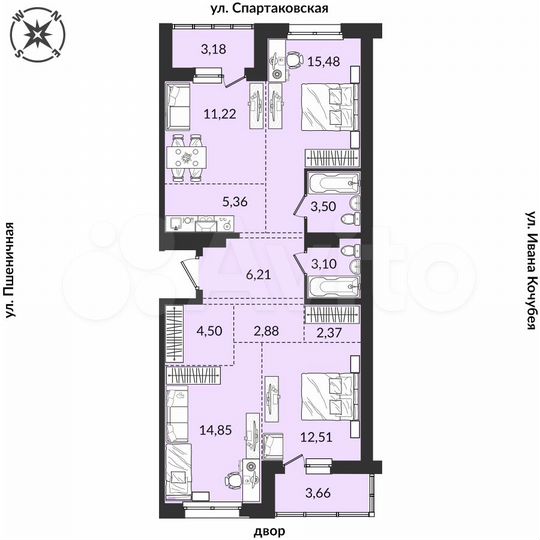 4-к. квартира, 88,8 м², 11/12 эт.